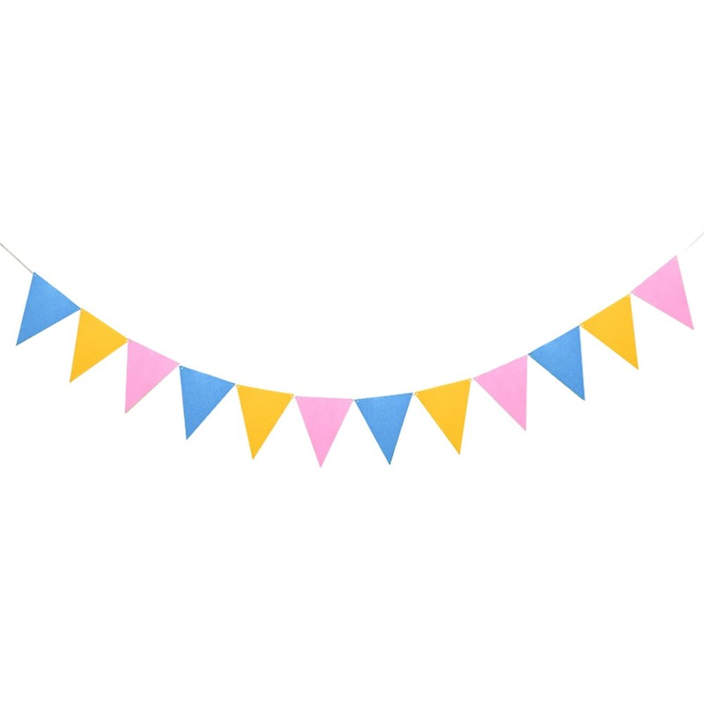 24 Flags Colorful Felt Banner Garlands Birthday Bunting Pennant Baby Shower Wedding Garland Flags Party Decoration Supplies(Set3)