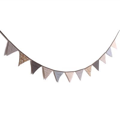 24 Flags Colorful Flag Banner Birthday Party Decoration Hanging Pennant Wedding Bunting Baby Shower Garland Tent Fabric Flags 8m(Brown)