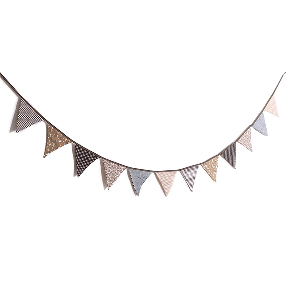 24 Flags Colorful Flag Banner Birthday Party Decoration Hanging Pennant Wedding Bunting Baby Shower Garland Tent Fabric Flags 8m(Brown)