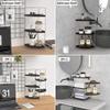 3-Tier Bathroom Countertop Organizer , Vanity Tray Cosmetic & Makeup Storage, Kitchen Spice Rack Standing Shelf , Corner Storage Shelf , Silver&Black view 3