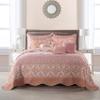 BYTIDE Bedspread Coverlet Oversized King 122" x 106" Floral Printed 9 Piece Quilt Set, Soft Lightweight Prewashed Bedding Set Bed Cover for All Season, Coral Chevron view 1
