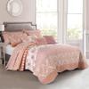 BYTIDE Bedspread Coverlet Oversized King 122" x 106" Floral Printed 9 Piece Quilt Set, Soft Lightweight Prewashed Bedding Set Bed Cover for All Season, Coral Chevron view 2