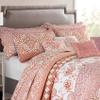 BYTIDE Bedspread Coverlet Oversized King 122" x 106" Floral Printed 9 Piece Quilt Set, Soft Lightweight Prewashed Bedding Set Bed Cover for All Season, Coral Chevron view 3