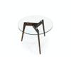 Anzezhong Round Tempered Glass End Table, Round Mid Century Coffee Table, Minimalist Small Coffee Table for Small Spaces Living Room Office, with Triskele Walnut Wood Legs (23.6" D x 17.7" H) view 1