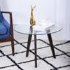 Anzezhong Round Tempered Glass End Table, Round Mid Century Coffee Table, Minimalist Small Coffee Table for Small Spaces Living Room Office, with Triskele Walnut Wood Legs (23.6" D x 17.7" H) view 4