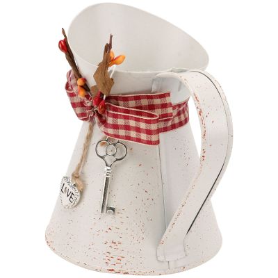 Cabilock 1pc Unique Kettle Shaped Iron Flower Bucket for Home Decor Rustic Vintage Planting Pot for Gardening Multi-Functional Decorative Flower Holder Beige
