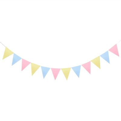 24 Flags Colorful Felt Banner Garlands Birthday Bunting Pennant Baby Shower Wedding Garland Flags Party Decoration Supplies(Set9)