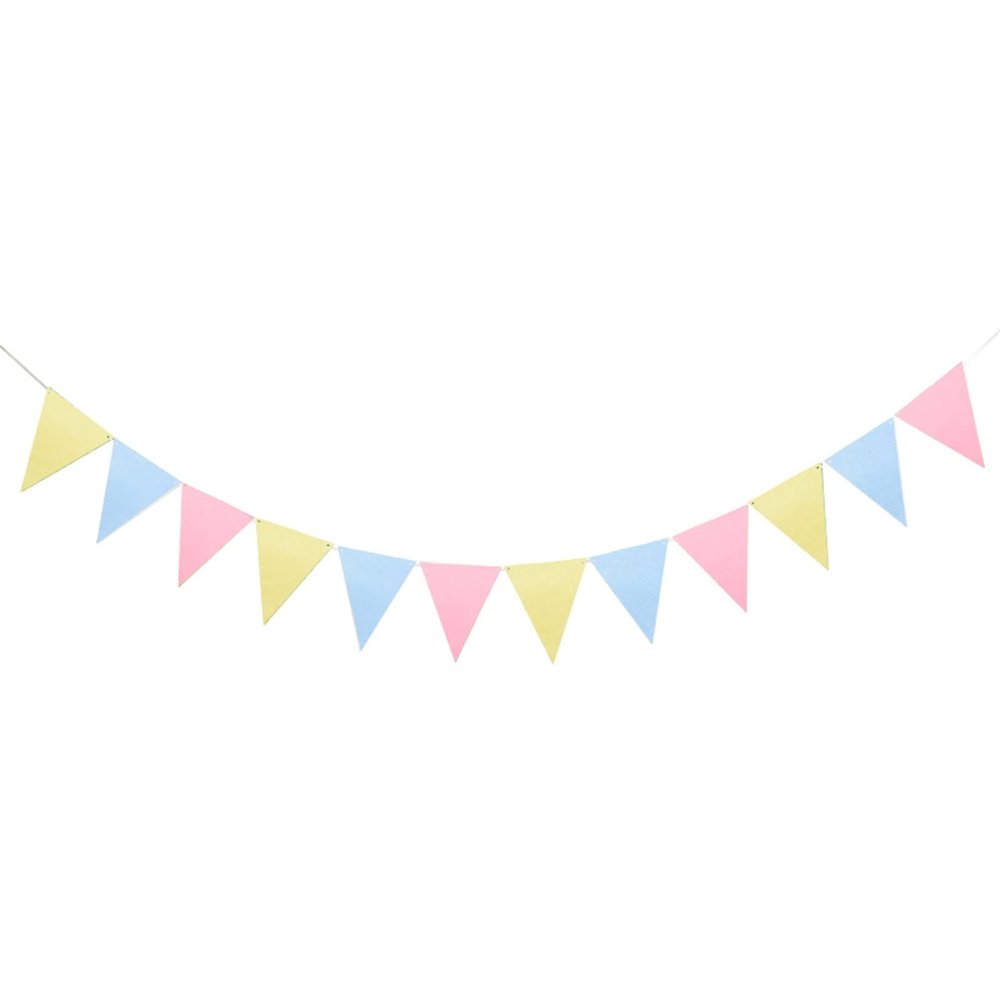 24 Flags Colorful Felt Banner Garlands Birthday Bunting Pennant Baby Shower Wedding Garland Flags Party Decoration Supplies(Set9)