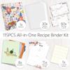 3 Ring Recipe Binder 8.5" x 11" Recipe Book Recipe Binder Kit with 60 Printed Recipe Cards 4'' x 6'', 8 Category Dividers to Write in Your Recipes, Unique Gifts for Women (White) view 3