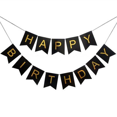 13pcs/set Happy Birthday Flags Party Decoration Gold Letters Hanging Banner Garland Baby Shower Photo Props Bunting(F02)