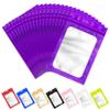 100 PCS Resealable Mylar Bags with Zip and Frosted Clear Window Smell Proof Packaging Bags Foil Pouch Zipper Bag for Food Self Sealing Storage Supplies (Purple, 6.29x9.44) view 1