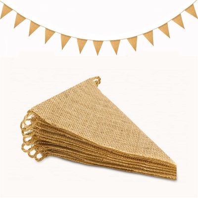 30M 130Flags Vintage Jute Hessian Burlap Bunting Banner Wedding party Photography Props Celebration Party Decoration Banner