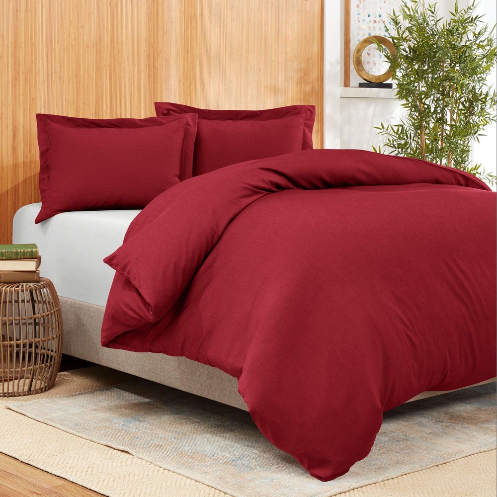 AMAY New Luxury Collection 500tc 3Pcs Duvet Cover Set with Zipper 100% Egyptian Cotton - Grand King Burgundy Solid