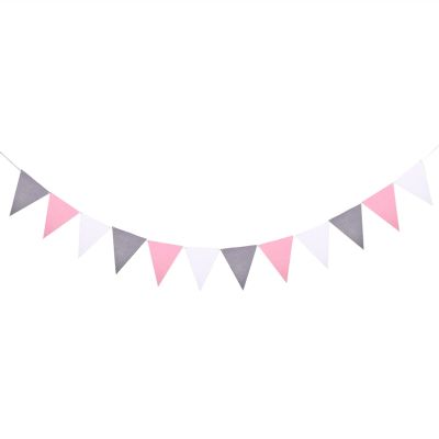 24 Flags Colorful Felt Banner Garlands Birthday Bunting Pennant Baby Shower Wedding Garland Flags Party Decoration Supplies(Set2)