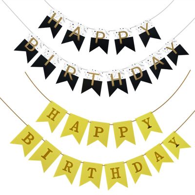13pcs/set Happy Birthday Flags Party Decoration Gold Letters Hanging Banner Garland Baby Shower Photo Props Bunting(F14)