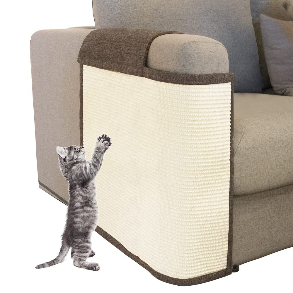 Cat Scratch Furniture Protector with Natural Sisal for Protecting Couch Sofa Chair Furniture,Couch Protector from Cat Claws 23.6L''*19.7W'' (Brown, Right Handed)