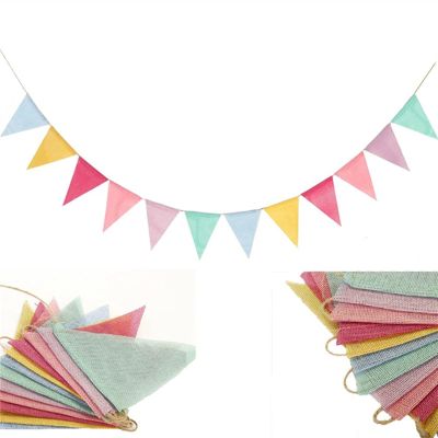 12 Flags 4m Colorful Flag Banner Birthday Party Decoration Hanging Pennant Wedding Bunting Baby Shower Garland Tent Fabric Flags