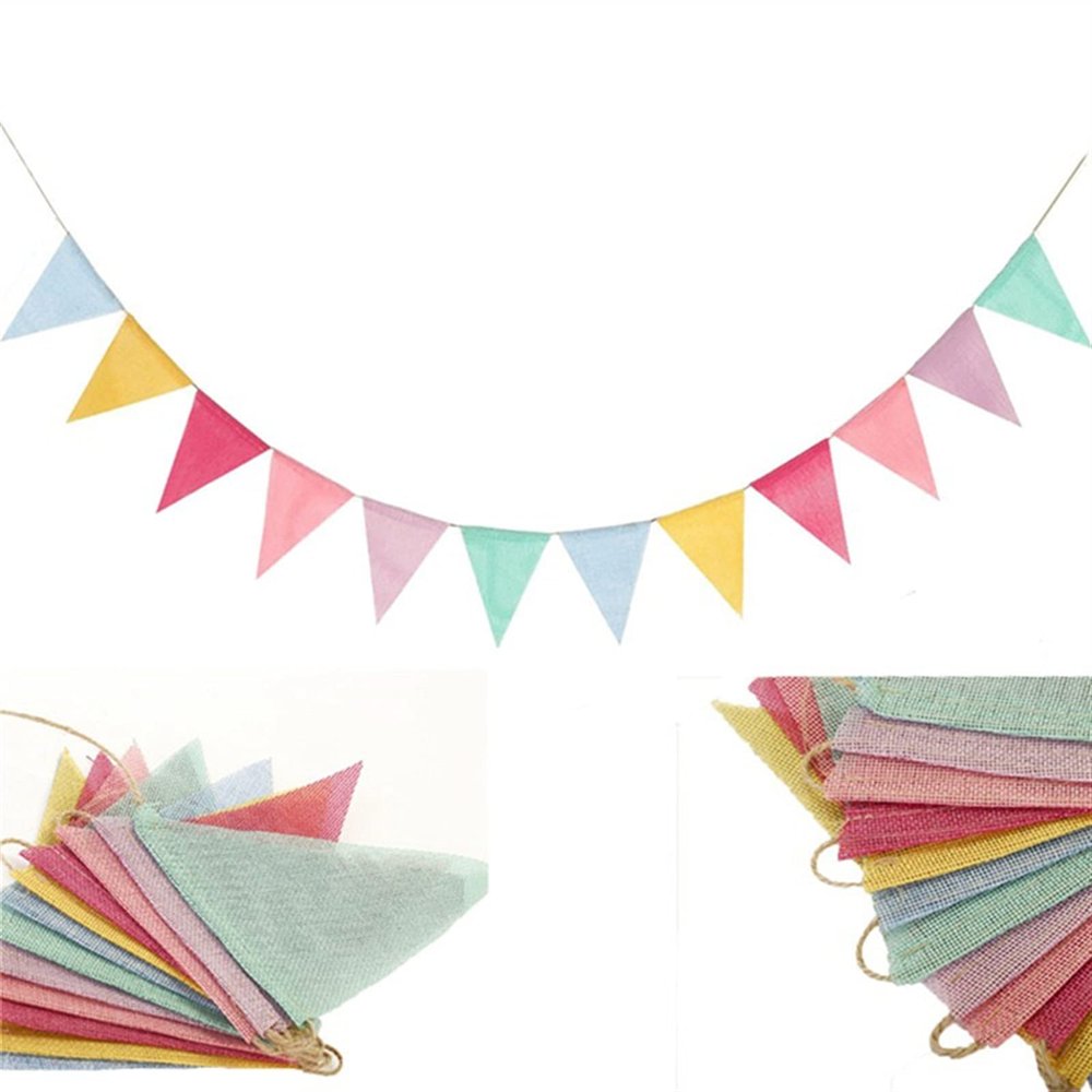 12 Flags 4m Colorful Flag Banner Birthday Party Decoration Hanging Pennant Wedding Bunting Baby Shower Garland Tent Fabric Flags