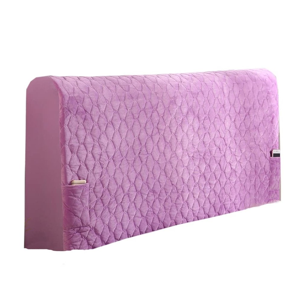 Bed Headboard Cover Protector Thicken Elastic 360 All-Inclusive with Stretch Side and Pocket Dustproof Cotton Cover Bed Head Back Protection Dust-Proof (Color : Purple, Size : 2.2m)