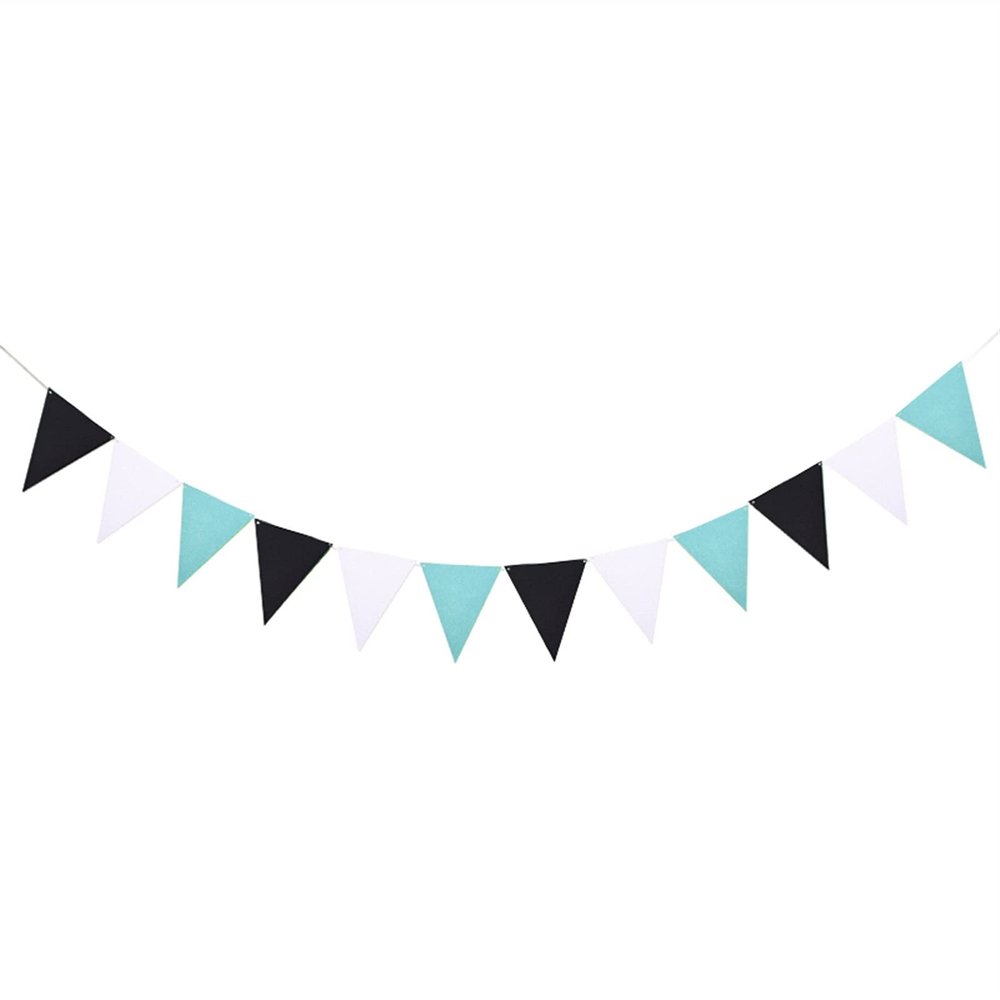 24 Flags Colorful Felt Banner Garlands Birthday Bunting Pennant Baby Shower Wedding Garland Flags Party Decoration Supplies(Set15)
