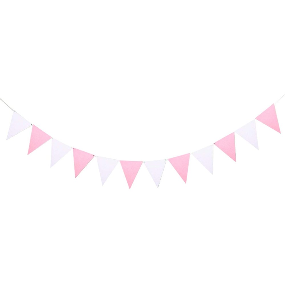 24 Flags Colorful Felt Banner Garlands Birthday Bunting Pennant Baby Shower Wedding Garland Flags Party Decoration Supplies(Set1)
