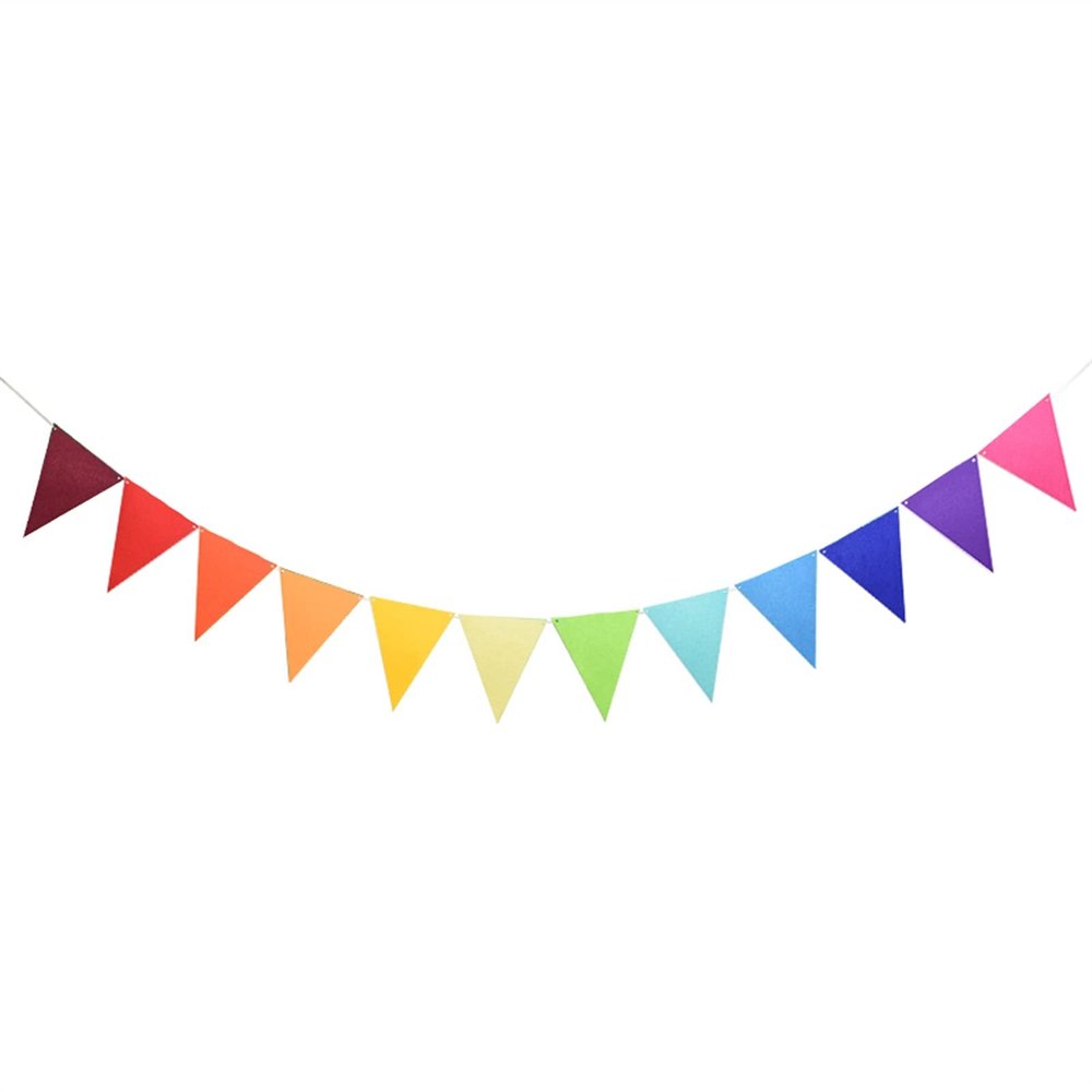 24 Flags Colorful Felt Banner Garlands Birthday Bunting Pennant Baby Shower Wedding Garland Flags Party Decoration Supplies(Set19)