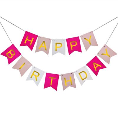 13pcs/set Happy Birthday Flags Party Decoration Gold Letters Hanging Banner Garland Baby Shower Photo Props Bunting(F01)