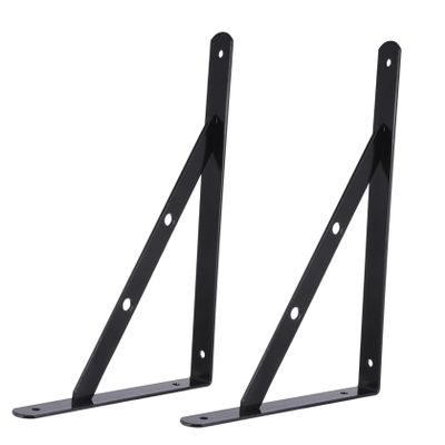 DOITOOL Metal Stand 2pcs Heavy Duty Shelf Bracket Triangular Wall Mounted Metal Shelf Support Bracket Black Angle for Floating Shelf s Shelf