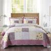 ABREEZE Purple Rose Floral Patchwork Quilts Cotton Queen Size Quilted Comforter Set Rustic Country Coverlet Bedspread Set 3-Piece view 1