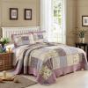 ABREEZE Purple Rose Floral Patchwork Quilts Cotton Queen Size Quilted Comforter Set Rustic Country Coverlet Bedspread Set 3-Piece view 2