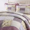 ABREEZE Purple Rose Floral Patchwork Quilts Cotton Queen Size Quilted Comforter Set Rustic Country Coverlet Bedspread Set 3-Piece view 3