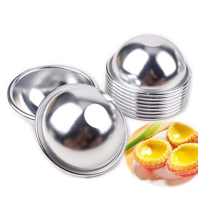 10pcs Various Half Ball Pumpkin Grape Vollyball Shell Aluminium Tart Mould Jelly Pudding Cup Cupcake Mold Baking Tools (R24 Small half ball)