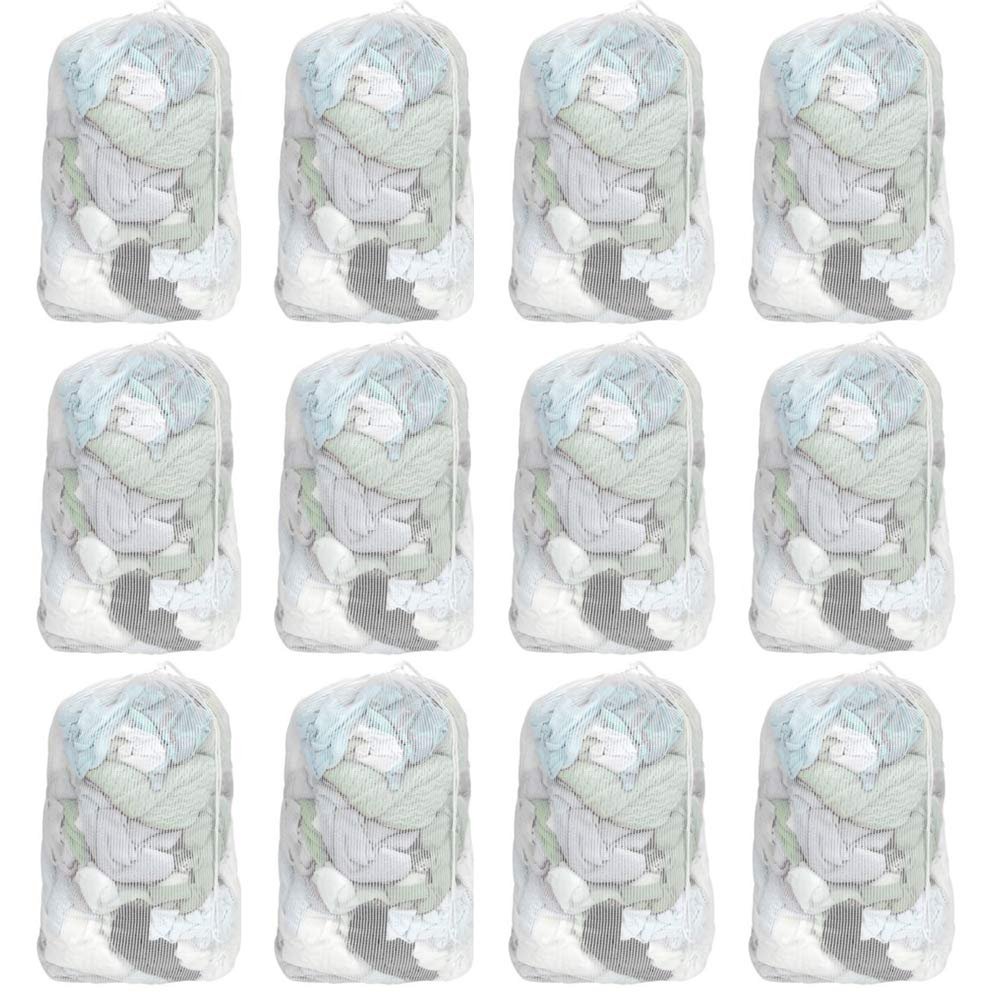 12X Drawstring Mesh Laundry Bag Storage Wash Clothes Hamper Heavy Duty 12" X 14"