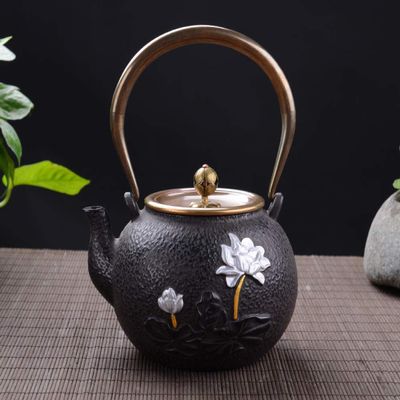 0 8L medium mini tea pot iron pot with filter cast iron boiled teapot Kung Fu tea burning kettle decorative ornaments