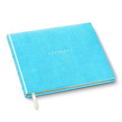 Gallery Leather Personalized Guest Book for Wedding Reception - Custom Guest Signing Book with Bookmark, add Polaroid Photos, Hardcover - Acadia Pool