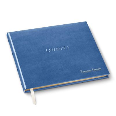 Gallery Leather Personalized Guest Book for Wedding Reception - Custom Guest Signing Book with Bookmark, add Polaroid Photos, Hardcover - Acadia Hydrangea