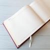 Gallery Leather Personalized Guest Book for Wedding Reception - Custom Guest Signing Book with Bookmark, add Polaroid Photos, Hardcover - Freeport Metallic Rose Gold view 3