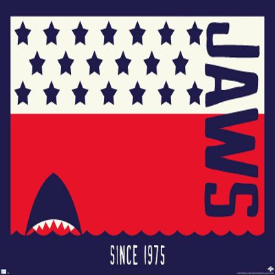 Trends International Jaws - Stars and Stripes Wall Poster, 34L x 22.4W, Premium Unframed Version