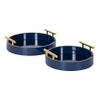 Kate and Laurel Lipton Modern Round Tray Set; Set of 2; Navy Blue and Gold; Glam Decorative Tray Set for Storage and Display view 1