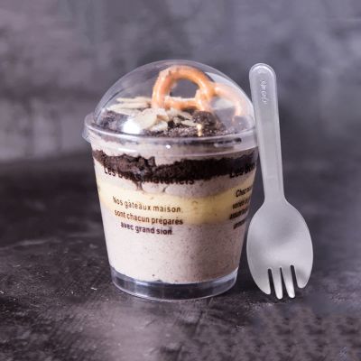 U/D Dessert Cups, 50Pcs Plastic Cups with Dome Lids, Disposable Dessert Cups with Lids, Clear Cup for Cold Drinks, Dessert, Fruit and Snacks,Xy13,E