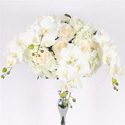 Artificial and Dried Flower 35/40/50cm Artificial Flower Table Flower Ball Centerpieces Wedding Arch Backdrop Rose Peonies Hydrangea Mix Road Guide Bouquet - ( Color: White B; Size: 40cm )