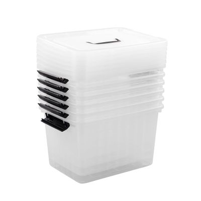 Cand 12 Quart Plastic Latching Box, Clear Storage Bin with Lid, 6 Packs