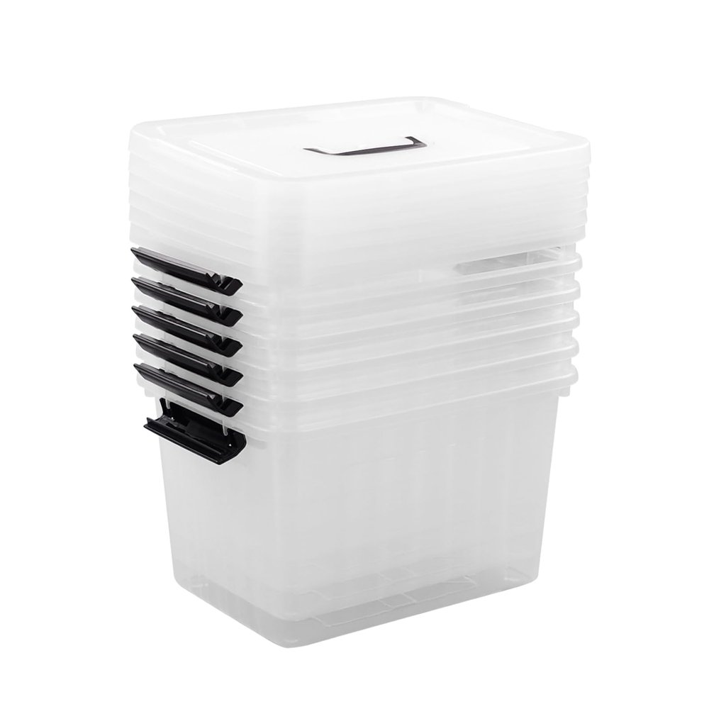 Cand 12 Quart Plastic Latching Box, Clear Storage Bin with Lid, 6 Packs