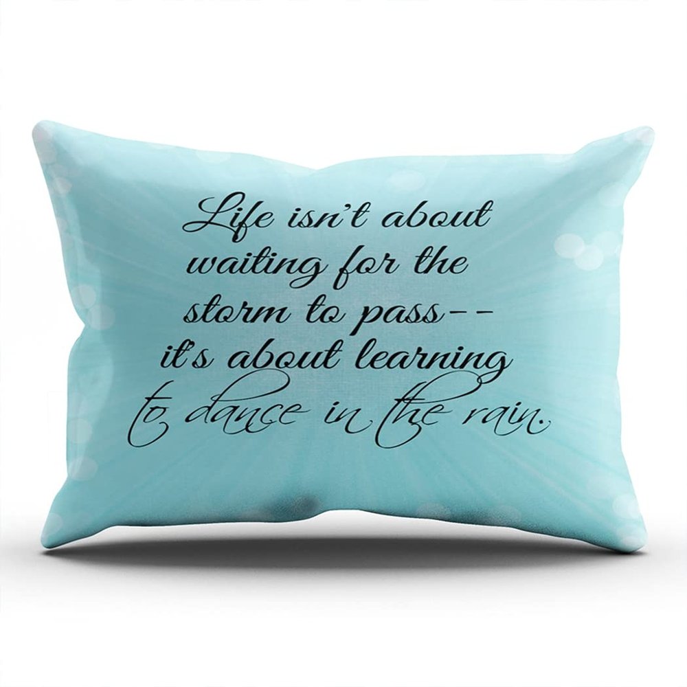 SALLEING Plain Unique Aqua Mint Turquoise Life Isn't About Waiting for The Staim to Pass Lumbar Pillowcase Zippered Double Sided Printing 12x24 Inches Throw Pillow Case Cushion Cover