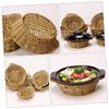 1pc Creative Straw Casserole Basket Hand-woven Multipurpose Heat Insulation Mat Decorative Pot Holder for Dining Table Rustic Home Decor Table and Style view 4