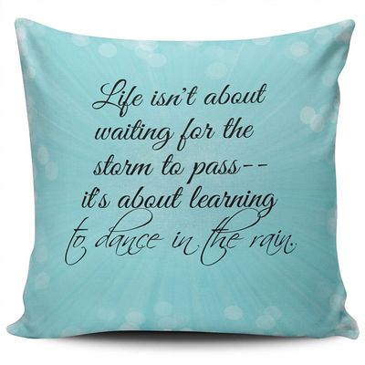 SALLEING Plain Unique Aqua Mint Turquoise Life Isn't About Waiting for The Staim to Pass Square Pillowcase Zippered Double Sided Printing 20x20 Inches Throw Pillow Case Cushion Cover, 20inchx20inch