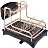 qiuqiu 2-Tier Draining Rack, Aluminum Crockery Basket, Draining Grid with Drip Tray, Cutlery Holder and Plate Rack for Kitchen Crockery, Sink, Sink, Organizer view 1