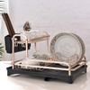 qiuqiu 2-Tier Draining Rack, Aluminum Crockery Basket, Draining Grid with Drip Tray, Cutlery Holder and Plate Rack for Kitchen Crockery, Sink, Sink, Organizer view 2