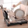 qiuqiu 2-Tier Draining Rack, Aluminum Crockery Basket, Draining Grid with Drip Tray, Cutlery Holder and Plate Rack for Kitchen Crockery, Sink, Sink, Organizer view 4