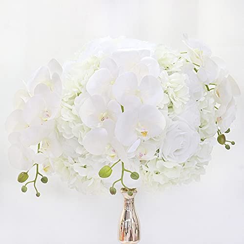 Artificial and Dried Flower 35/40/50cm Artificial Flower Table Flower Ball Centerpieces Wedding Arch Backdrop Rose Peonies Hydrangea Mix Road Guide Bouquet - ( Color: White; Size: 40cm )